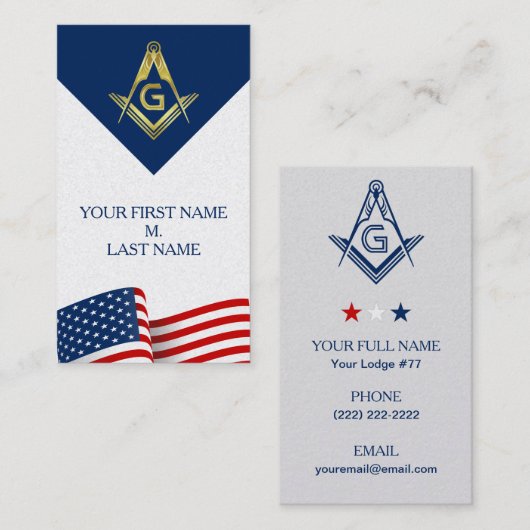 Patriotic Masonic Visitekaartjes | Flag Freemason (Voorkant / Achterkant)