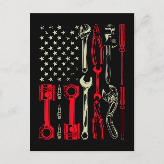 Patriotic Mechanic Garage American Mechanics USA Briefkaart (Voorkant)