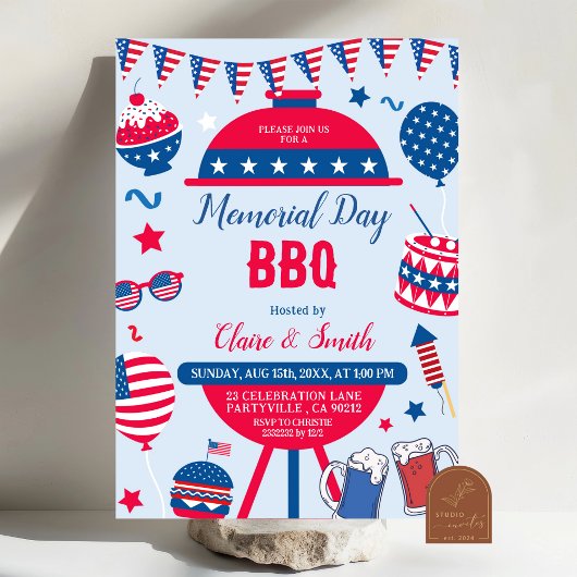 Patriotic Memorial Day BBQ-uitnodiging Kaart