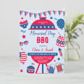 Patriotic Memorial Day BBQ-uitnodiging Kaart (Staand voorkant)