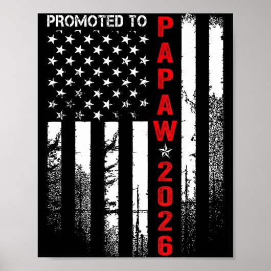 Patriotic Mens Promoted To Papaw Est 2026 First Ti Poster (Voorkant)