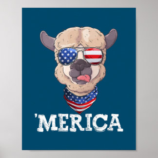 Patriotic Merica USA Flag Alpaca Sunglusses 4e Poster