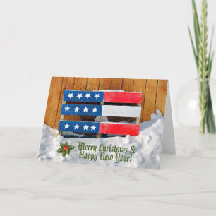 Patriotic Merry Christmas Greeting Card Kaart