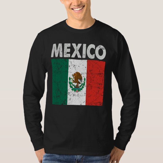 Patriotic Mexican Flag Pride Vintage Distressed T-shirt (Voorkant)