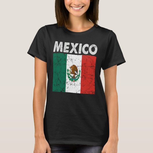 Patriotic Mexican Flag Pride Vintage Distressed T-shirt (Voorkant)