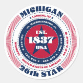 Patriotic Michigan Circle Design Sticker (Voorkant)