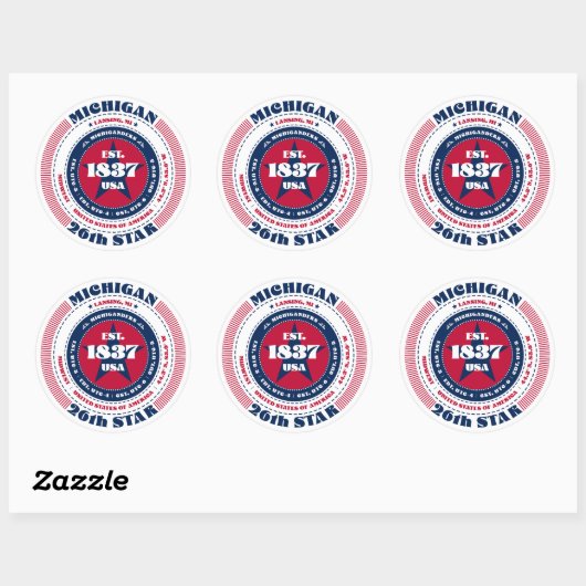 Patriotic Michigan Circle Design Sticker (Vel)