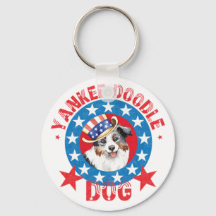 Patriotic Miniature American Shepherd Sleutelhanger