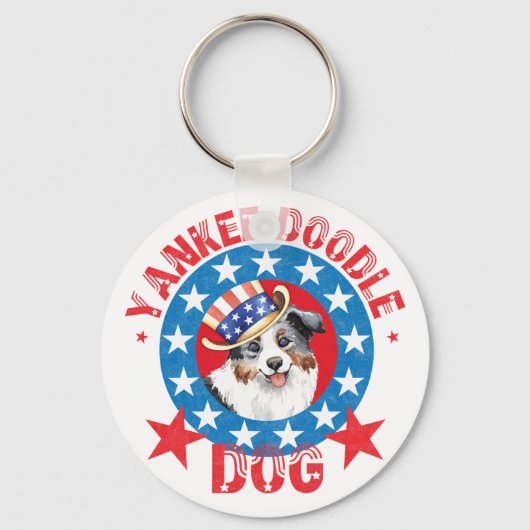 Patriotic Miniature American Shepherd Sleutelhanger (Voorkant)