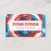 Patriotic Modern Red White Blue Abstract-Amerikaan Visitekaartje (Voorkant)