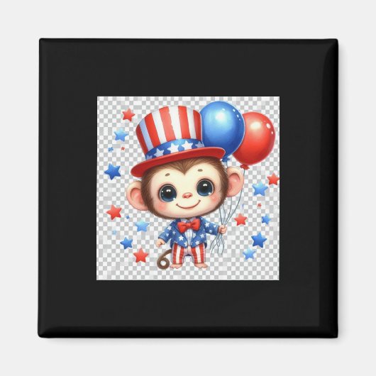 Patriotic Monkey Sticker Magneet (Voorkant)