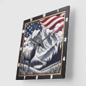 Patriotic Moose Mountain Rustic Vierkante Klok (Hoek)