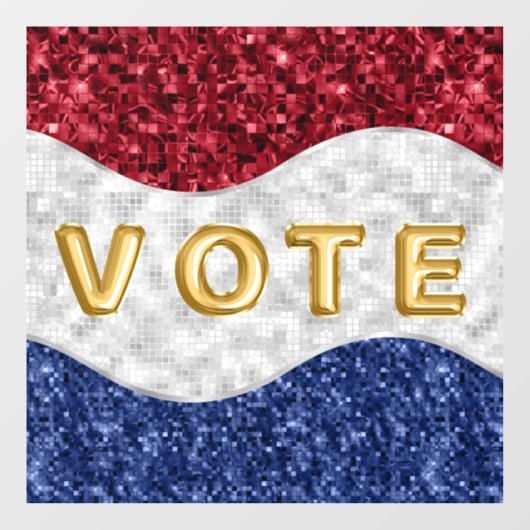 Patriotic Mosaic Waves Vote Raamsticker (Vel)