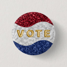 Patriotic Mosaic Waves Vote Ronde Button 3,2 Cm