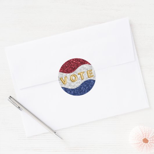 Patriotic Mosaic Waves Vote Ronde Sticker (Envelop)
