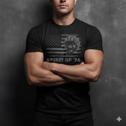 Patriotic Motorcycle Skull Grunge Tee T-shirt