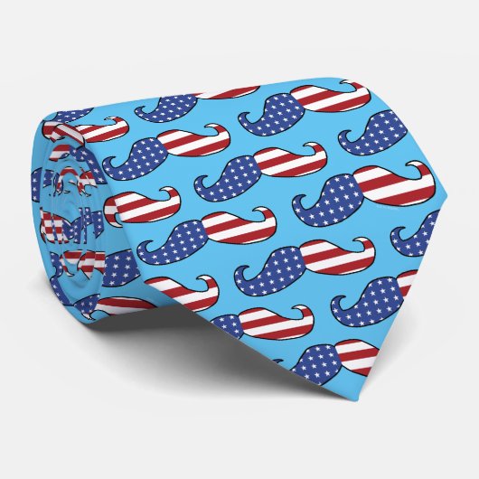 Patriotic Mustache Pattern Stropdas (Opgerold)
