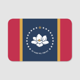 Patriotic name tag with flag of Mississippi, USA