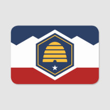 Patriotic name tag with flag of Utah, USA