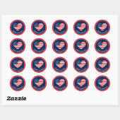 Patriotic Navy Blue, USA Flag Heart 4 juli Ronde Sticker (Vel)