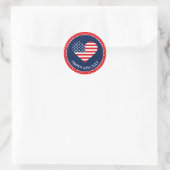 Patriotic Navy Blue, USA Flag Heart 4 juli Ronde Sticker (Tas)