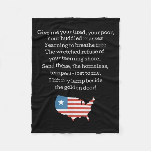 Patriotic New Colossus Emma Lazarus Quote Usa Gift Fleece Deken (Voorkant)