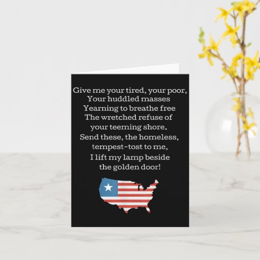 Patriotic New Colossus Emma Lazarus Quote Usa Gift Kaart (Gele Bloem)
