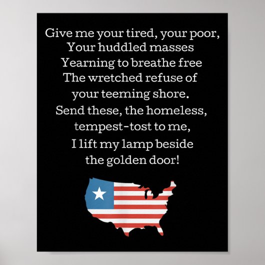 Patriotic New Colossus Emma Lazarus Quote Usa Gift Poster (Voorkant)
