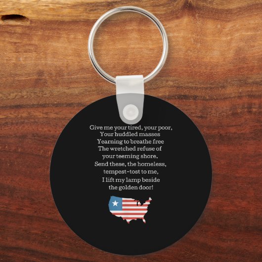 Patriotic New Colossus Emma Lazarus Quote Usa Gift Sleutelhanger (Voorkant)