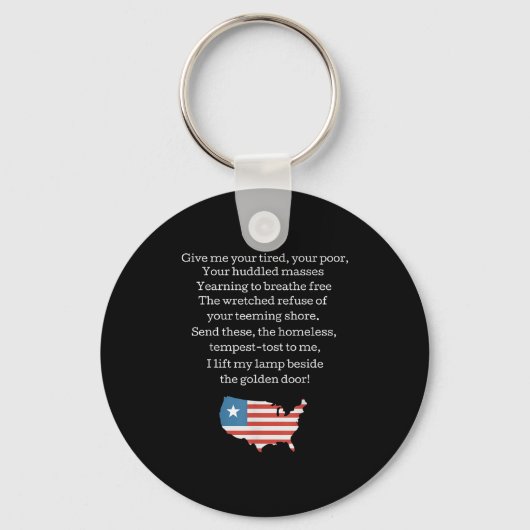 Patriotic New Colossus Emma Lazarus Quote Usa Gift Sleutelhanger (Voorkant)