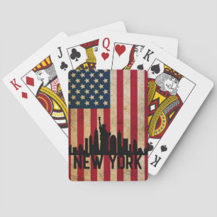 Patriotic New York Skyline American Flag Pokerkaarten