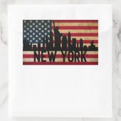 Patriotic New York Skyline American Flag Rechthoekige Sticker (Tas)