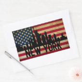 Patriotic New York Skyline American Flag Rechthoekige Sticker (Envelop)