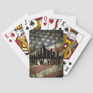 Patriotic New York Skyline  Amerikaanse vlag Pokerkaarten