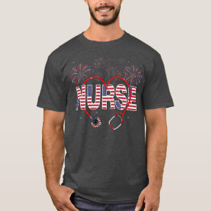 Patriotic Nurse 4th Of July American Flag T-shirt