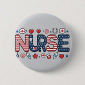 Patriotic Nurse Badge - Cute USA Ronde Button 5,7 Cm (Voorkant)