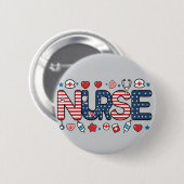 Patriotic Nurse Badge - Cute USA Ronde Button 5,7 Cm (Voorkant /achterkant)