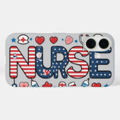 Patriotic Nurse Phone Case - USA Flag Medical Desi (Achterkant (horizontaal))