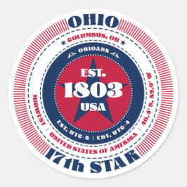 Patriotic Ohio Circle Design Sticker