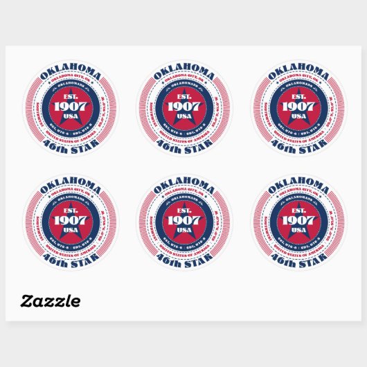 Patriotic Oklahoma Circle Design Sticker (Vel)
