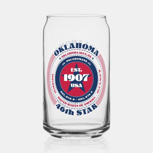 Patriotic Oklahoma Typography Drinkware Set Blikvorm Glas (Voorkant)