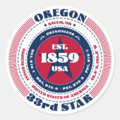 Patriotic Oregon Circle Design Sticker (Voorkant)