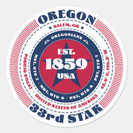 Patriotic Oregon Circle Design Sticker