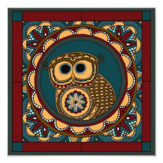 Patriotic Owl Mandala Foto Afdruk