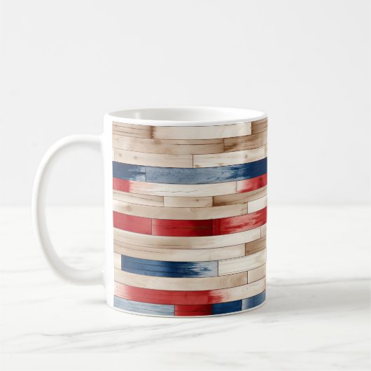 Patriotic Painted Planks Koffiemok (Links)