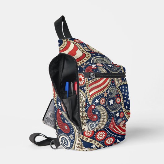 Patriotic Paisley Sling Bag (Open)