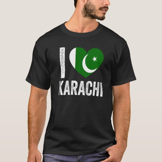 Patriotic Pakistani Pakistan Flag I Love Karachi T-shirt (Voorkant)