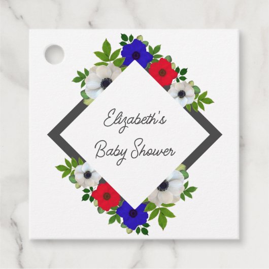 Patriotic Panda Anemone Baby shower Bedankjes Labels (Voorkant)