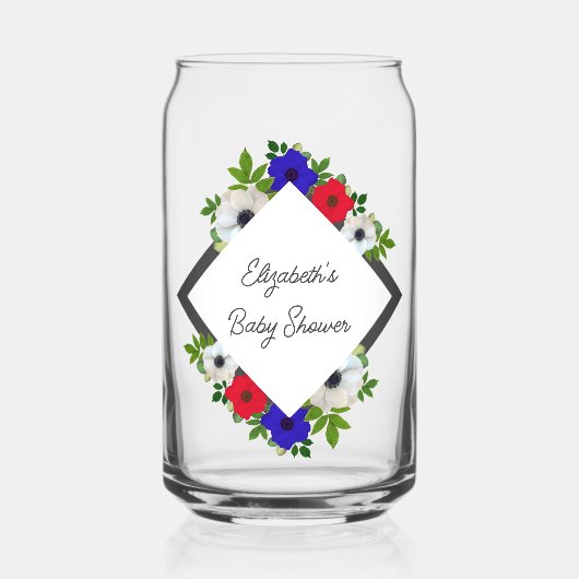 Patriotic Panda Anemone Baby shower Blikvorm Glas (Voorkant)