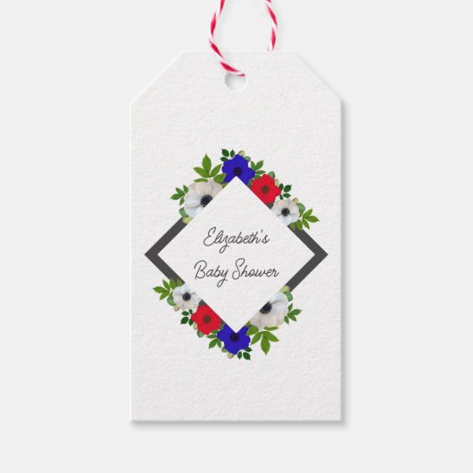 Patriotic Panda Anemone Baby shower Cadeaulabel (Voorkant)